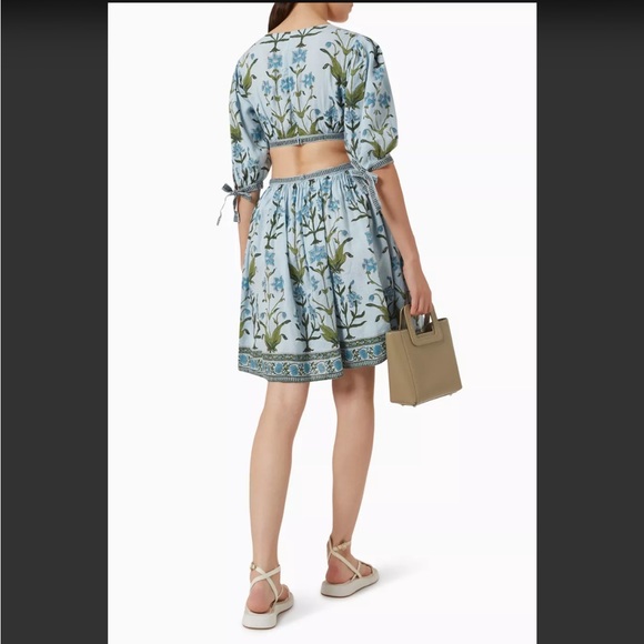 NWT Hannah Cora cut out blue floral linen mini dress - Picture 4 of 9